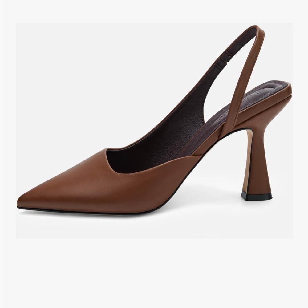 Coutgo Womens Slingback Stiletto High Heels Closed Pointed Toe Pumps
